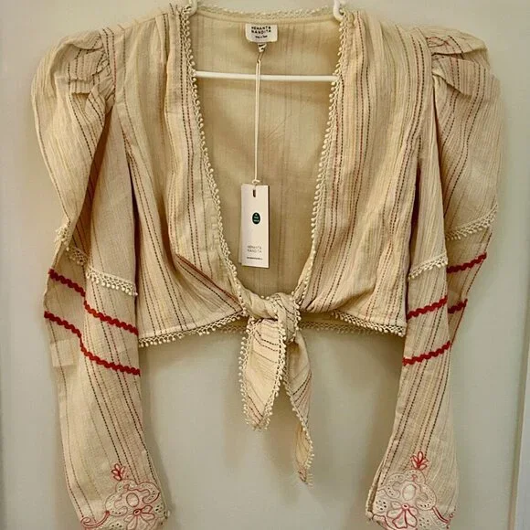 Hemant & Nandita Suri Long Sleeve Tie Crop Top Size XL - Picture 9 of 9